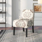 Gymax Armless Accent Chair w/ Rubber Wood Legs Modern Vanity Chair for