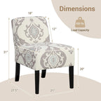 Gymax Armless Accent Chair w/ Rubber Wood Legs Modern Vanity Chair for