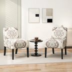 Gymax Armless Accent Chair w/ Rubber Wood Legs Modern Vanity Chair for