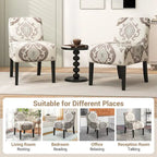 Gymax Armless Accent Chair w/ Rubber Wood Legs Modern Vanity Chair for