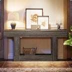Farmhouse 2 Tiers Entryway Table, 63 Inches Console Table, Narrow Sofa Table