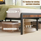 Queen Size Platform Bed with Tilted Headboard and LED