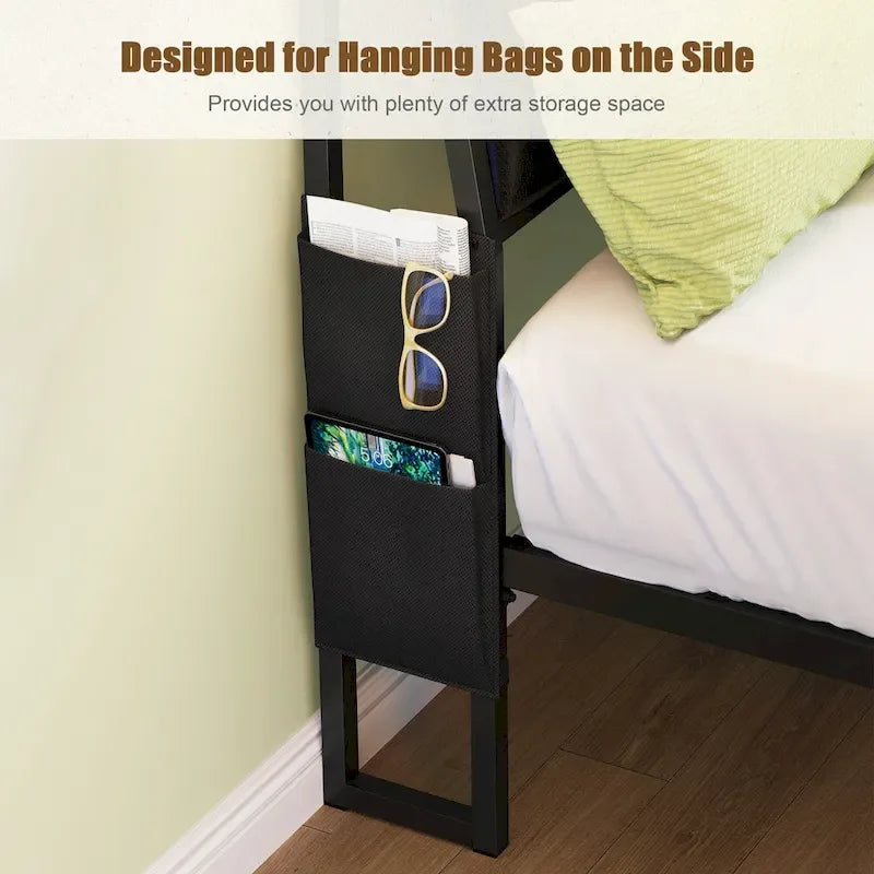 Queen Size Platform Bed with Tilted Headboard and LED