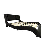 Faux Leather Upholstered Platform Bed with LED Lighting and Wood Slat Support