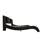 Faux Leather Upholstered Platform Bed with LED Lighting and Wood Slat Support