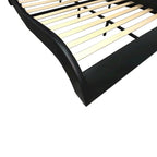 Faux Leather Upholstered Platform Bed with LED Lighting and Wood Slat Support