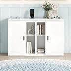 White Queen Size Murphy Bed with Shelves, Cabinets, USB Ports