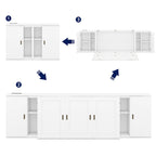 White Queen Size Murphy Bed with Shelves, Cabinets, USB Ports