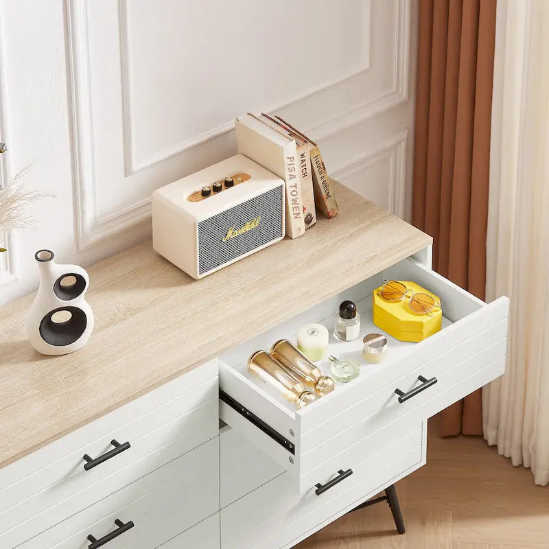 Rustic Style 47.24 Dresser TV Stand with 6 Deep Storage Drawers for Living Room