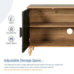 62.99 Accent TV Stand Cabinet with Carved Pattern Door, Storage Shelf, and Solid Wood Leg for Living Room