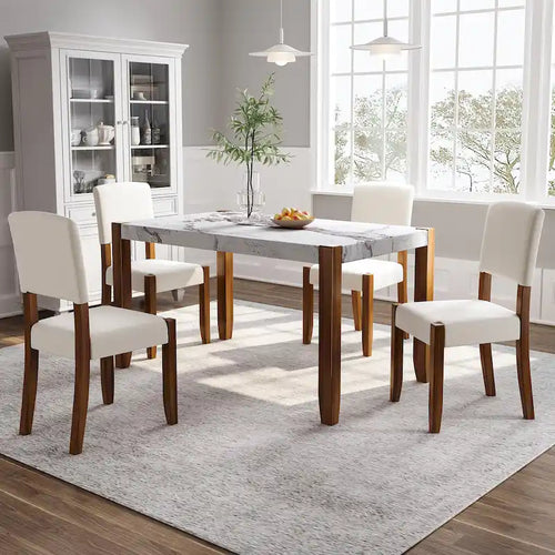 5-Piece Modern Dining Set with Rectangular Table & Chairs
