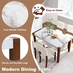 5-Piece Modern Dining Set with Rectangular Table & Chairs