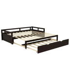 Black Extendable Twin Pine Daybed with Trundle - Sturdy Frame and Slat Kit Included