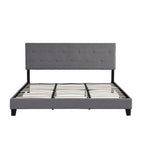 Grey King Linen Bed with Tufted Headboard