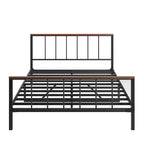 Black Metal Queen Size Platform Bed Frame with Headboard and Footboard, Sturdy Construction, No Box Spring Needed, Queen