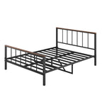 Black Metal Queen Size Platform Bed Frame with Headboard and Footboard, Sturdy Construction, No Box Spring Needed, Queen