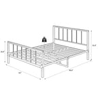 Black Metal Queen Size Platform Bed Frame with Headboard and Footboard, Sturdy Construction, No Box Spring Needed, Queen