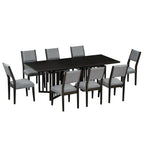 9-Piece Farmhouse Dining Set with Extendable Table & 8 Chairs