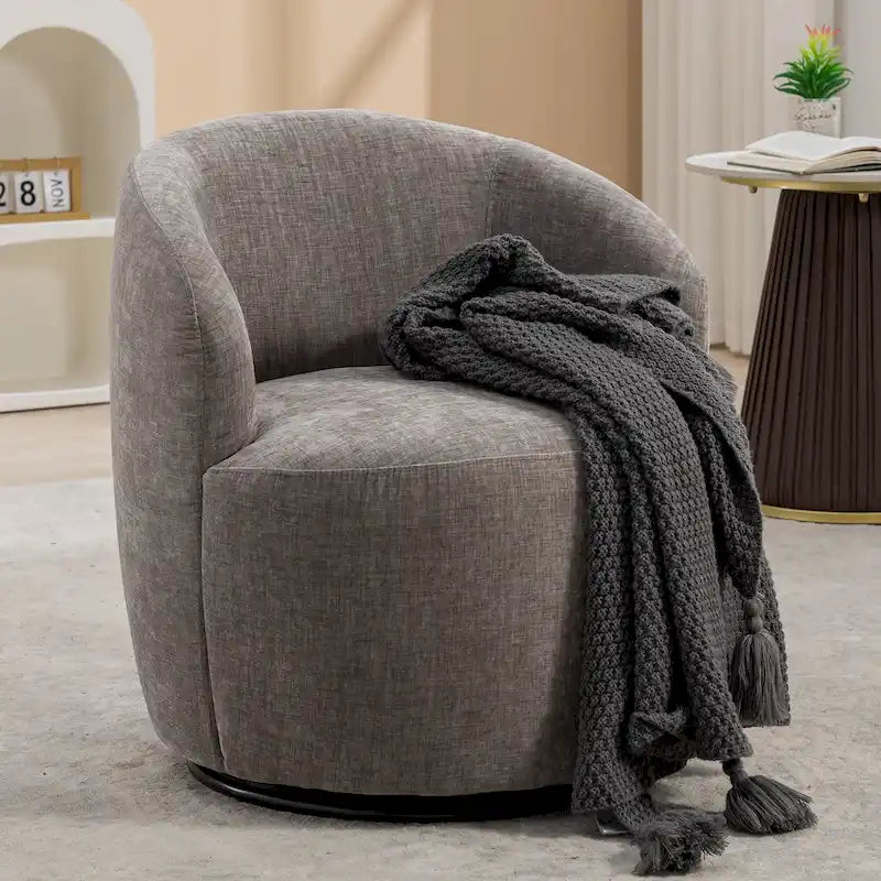25.6 Swivel Barrel Chair with Black Coating