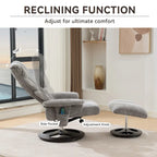 Chenille 360 Swivel Massage Recliner Chair with Ottoman, Massage and Heated Seat