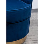 Blue Modern 22 Upholstered Velvet Accent Chair with Round Swivel Metal Base for Living Room