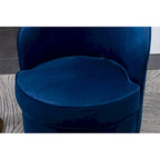 Blue Modern 22 Upholstered Velvet Accent Chair with Round Swivel Metal Base for Living Room