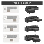 100.4 L-Shaped Polyester Sectional Sofa with 4-Seat Convertible Couch and Ottoman & Pocket Spring Cushions (300lb Capacity)
