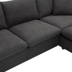100.4 L-Shaped Polyester Sectional Sofa with 4-Seat Convertible Couch and Ottoman & Pocket Spring Cushions (300lb Capacity)