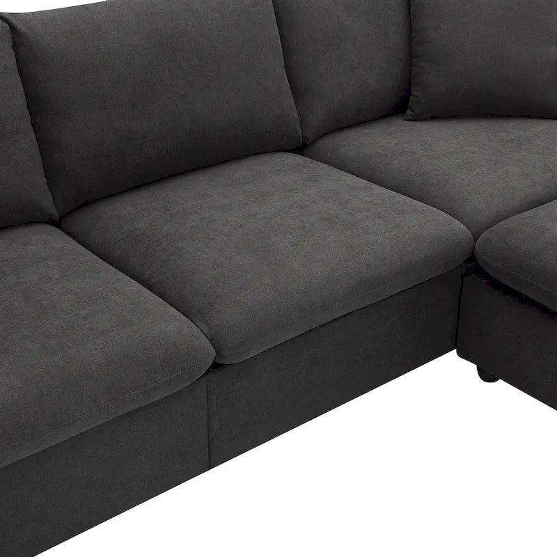 100.4 L-Shaped Polyester Sectional Sofa with 4-Seat Convertible Couch and Ottoman & Pocket Spring Cushions (300lb Capacity)