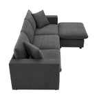 100.4 L-Shaped Polyester Sectional Sofa with 4-Seat Convertible Couch and Ottoman & Pocket Spring Cushions (300lb Capacity)