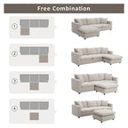 100.4 L-Shaped Polyester Sectional Sofa with 4-Seat Convertible Couch and Ottoman & Pocket Spring Cushions (300lb Capacity)