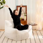 Faux Fur Bean Bag Chair with Back Support, High-Density Shredded Foam Filler, and Versatile Design