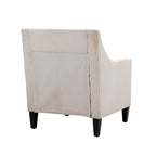 Beige Modern 26.77 Upholstered Arm Chair with Scooped Arms and Rubber Wood Legs for Living Room