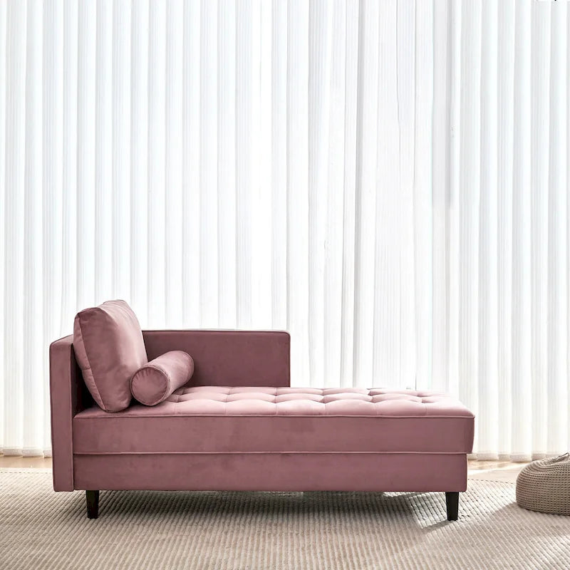 Pink 64 Velvet Tufted Chaise Lounge Chair