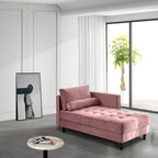 Pink 64 Velvet Tufted Chaise Lounge Chair