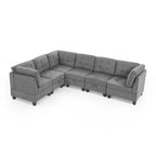 Grey 116 L-Shaped 6-Seat Sofa with Chairs and Storage