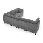 Grey 116 L-Shaped 6-Seat Sofa with Chairs and Storage