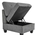 Grey 116 L-Shaped 6-Seat Sofa with Chairs and Storage