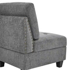 Grey 116 L-Shaped 6-Seat Sofa with Chairs and Storage