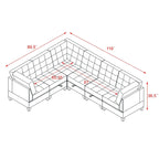 Grey 116 L-Shaped 6-Seat Sofa with Chairs and Storage