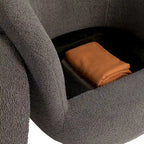 Grey 37.2 Swivel Barrel Chair with Storage