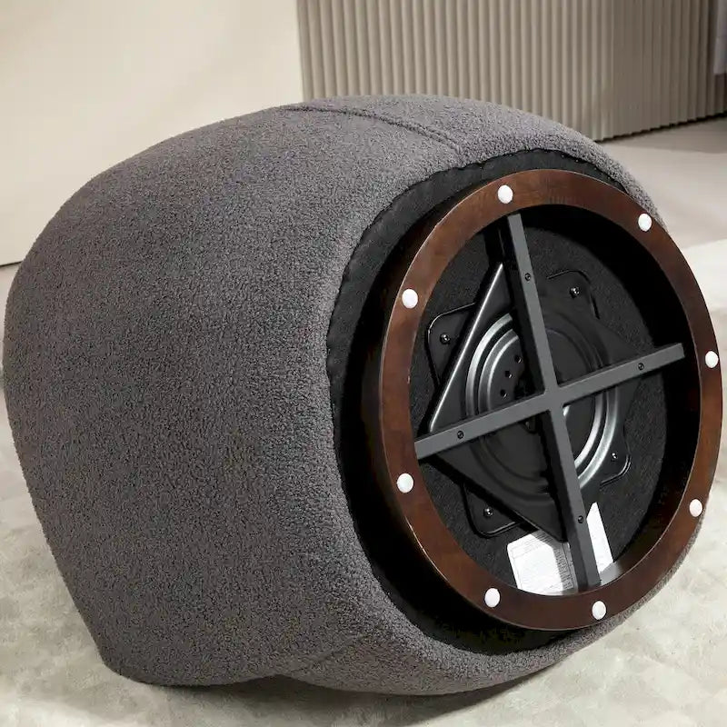 Grey 37.2 Swivel Barrel Chair with Storage