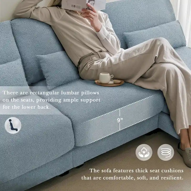 Blue 120 L-Shaped 4-Seat Sectional Sofa