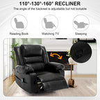 Brown Manual Leather Massage Recliner with 8-Point Vibration, Lumbar Heating, and Multi-Reclining Options