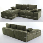 Green 98.4 L-Shaped 4-Seater Modular Sectional Sofa with Chaise, Modern Design, and Comfortable High-Resilience Foam Cushions