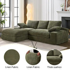 Green 98.4 L-Shaped 4-Seater Modular Sectional Sofa with Chaise, Modern Design, and Comfortable High-Resilience Foam Cushions