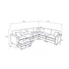 White 118.1 Luxurious U-Shaped 6-Seater Sofa