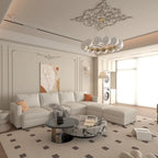 White 123 U-Shaped Modular 4 Seater Sectional Sofa with Storage Ottomans, Easy Assembly and Transport