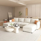 White 123 U-Shaped Modular 4 Seater Sectional Sofa with Storage Ottomans, Easy Assembly and Transport