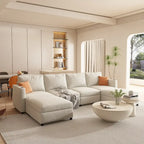 White 123 U-Shaped Modular 4 Seater Sectional Sofa with Storage Ottomans, Easy Assembly and Transport